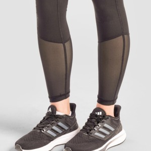 All in Ladies Casual High-Waist Breathable Seamless Knitted Spandex and Nylon Leggings with Logo Pattern Charcoal Color - Product Image 5