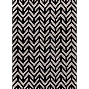 Adrift Wool <b>Hand</b> <b>Tufted</b> <b>Rug</b> Grey & Black Chevron Pattern for Home Use Tra-15157 - Product Image 1