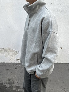 Factory Custom Stand Collar <b>Half</b> <b>Zip</b> Acid Washed Pullover Cotton <b>Men's</b> Oversized <b>Sweatshirt</b>& Hoodies - Product Image 2