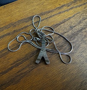 Damascus steel <b>Y</b> Pendant <b>Necklace</b> With Zircon Channel Setting Minimalist Letter Design Unisex Everyday Wear Link Chain - Product Image 4