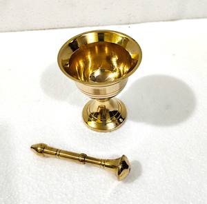 Mini mortero de latón para cocina Punkutti Khal Dasta - Product Image 3