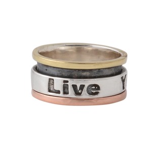 925 Sterling Silver Handmade Statement Jewelry Wide Band Two <b>Spinner</b> <b>Ring</b> with Bezel Setting for Wedding Meditation and Party - Product Image 1