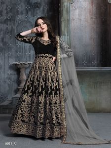Ropa de boda de diseñador para mujer, traje de terciopelo estilo Anarkali bordado, Salwar Kameez, ropa de fiesta India para boda - Product Image 6