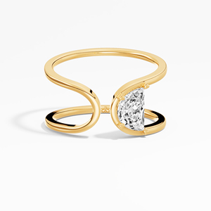 Vente en gros de fiançailles Halfmoon Lab Grown Diamond Solitaire Ring 0.53 CTW Disponible en or 14K et 18K - Product Image 1