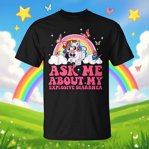 Camiseta para Adultos con Diseño de Humor Inapropiado 'Pídelo a Mí por Mi Diarrea Explosiva', Cuello Redondo, Manga Corta, Unisex, Impresión Digital - Product Image 3