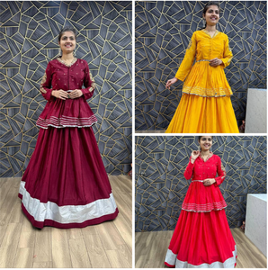 Conjunto de alta calidad Maroon Kediyu Lehenga en Chinon Thread Sequence Work Ropa de boda tradicional Navratri para mujeres para fiestas - Product Image 6