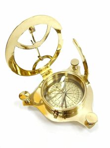 <b>Vintage</b> Nautical Sundial <b>Compass</b> Brass Golden Sun-Clock Pattern Portable Digital Metal Garden Deck Use Hiking Gift Box Included - Product Image 2