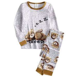 Ensemble de vêtements de nuit d'automne pour enfants haut et pantalon à manches longues en mélange de bambou Spandex Design imprimé personnalisé - Product Image 1