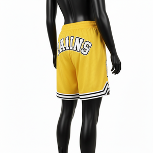 Shorts de basket-ball pour femmes de haute qualité, 160 GSM, maille polyester durable, jaune, impression personnalisée du logo, shorts pour femmes - Product Image 5