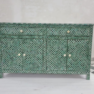 Large Sage Green Mother of Pearl Inlay Sideboard Cabinets for Luxury Apartment Modern Design for Kitchen and Living Room Use - Product Image 1
