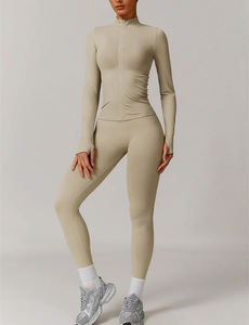 Women Activewear High Elastic Seamless Jacket and Leggings Set for Women <b>Yoga</b> Gym Activewear 2 Piece Fitness Workout Clothing - Product Image 5