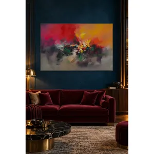 Impression sur toile Fida Composition abstraite aux éclats rouges et jaunes - Product Image 5