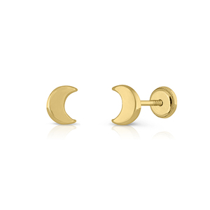 Pendientes de gota y tuerca de oro de 18 quilates a la moda, diseño de luna con diamantes de circón, tachuelas de oro blanco perla y rosa para compromiso - Product Image 1