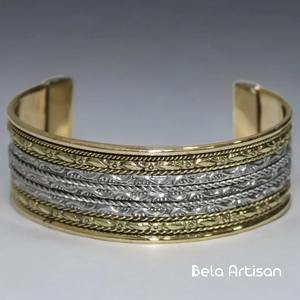 Brazalete de Latón, Brazalete Étnico de Latón, Brazalete Dorado para Hombre, Brazalete de Latón Ajustable, Brazalete de Metal Bohemio, Brazalete Tribal - Product Image 2