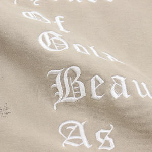 High Quality Custom Cut Edge Embroidery Pullover <b>Cotton</b> Blended Hooded Street Wear <b>Raw</b> Hem Hoodie - Product Image 5