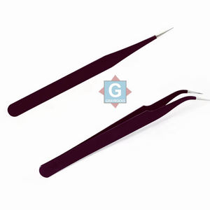 Pinzas profesionales de Extensión de pestañas de acero inoxidable púrpura puntas afiladas para uso doméstico equipo de belleza - Product Image 3