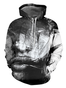 OEM Men's <b>Trendy</b> Outdoor Clothing Geometric Pattern <b>Hoodie</b> Made of 100% Cotton Breathable Sweatshirt for Winter - Product Image 4