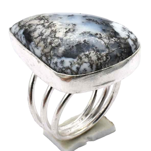 Vente en gros de lots de bagues de mariage en argent 925 naturel serti de lunette ovale à facettes jaspe océan pierres précieuses fêtes de style vintage - Product Image 2