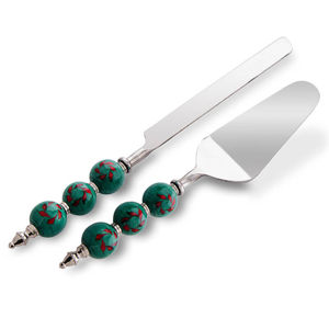 คุณภาพที่เหนือกว่าพร้อมส่งสต็อกจํานวนมากมีด้ามเรซิ่นสีขาวชุดเสิร์ฟเค้กสแตนเลสผลิตในอินเดีย - Product Image 3