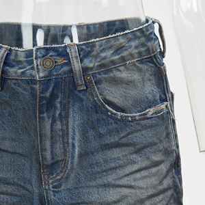 Personnalisé 100% Coton Lavé Jambe Droite Lâche Bleu Jeans Rétro Mode Décontracté Jambe Large Tendance Jeans pour Femmes - Product Image 3