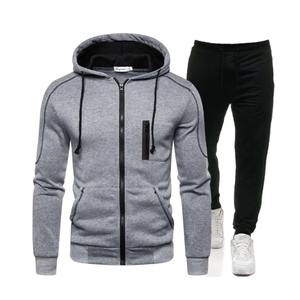Nueva moda hombres chándales sudaderas con capucha Otoño Invierno suéter con capucha pantalones de chándal conjunto de dos piezas de talla grande peso pesado 100% algodón - Product Image 3