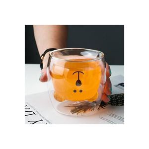 แก้วมักใส่กาแฟนมแมกโนเลียแก้วบอโรซิลิเกตลายหมีสองชั้นน่ารัก