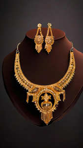 Ensemble de boucles d'oreilles collier de haute qualité avec plaqué or 22 carats Style unique femmes porter collier boucles d'oreilles ensemble bijoux - Product Image 3