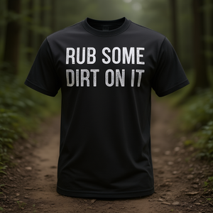 T-shirt promozionale in stile vintage con scritta 'Rub Some Dirt on It' - Product Image 3