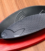 Plancha en fonte de qualité restaurant en forme de poisson - pour barbecue de poisson, steak, usage commercial