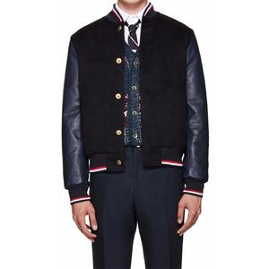 Coupe-vent en coton coupe slim pour hommes, veste universitaire de baseball Letterman légère à col montant, manteau pull bombardier d'hiver - Product Image 1