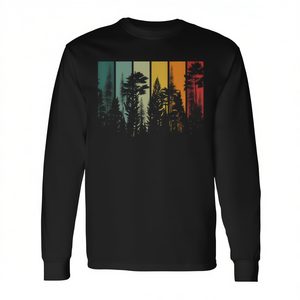 Camiseta de manga larga con estampado de árboles del bosque vintage para amantes de la naturaleza, senderismo y camping - Product Image 2