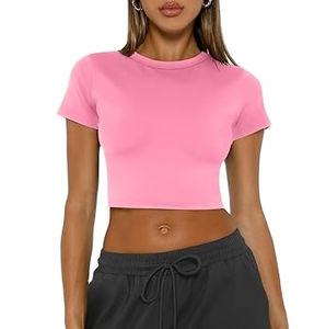 Top Corto de Algodón a la Moda para Mujer, Cómodo, Ligero, Estampado a Cuadros, Corte Regular, Deportivo, Casual, Moderno, para Uso Diario - Product Image 5