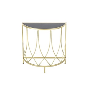 Table basse en métal avec plateau en MDF, table console semi-circulaire, support au sol - Product Image 1