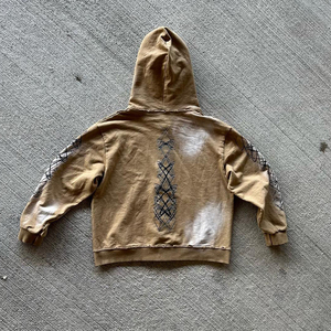 Nueva Sudadera con Capucha de Felpa Francesa de Algodón con Parche Bordado, Estilo Vintage Hip Hop Urbano, Corte Recortado - Product Image 4