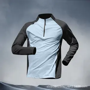 Ensemble de survêtement pour homme à demi-zip, à séchage rapide, manches longues, vêtements de course à pied, vêtements de sport, t-shirt sportif pour la remise en forme et la course à pied - Product Image 5