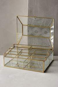 Metal And Glass Jewelry <b>Box</b> With Secure <b>Lock</b> Hinged Lid Soft Padded Lining Safe Jewelry Protection - Product Image 5