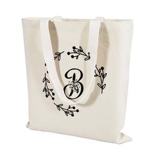 Sac fourre-tout en toile avec initiale 'B', sacs cadeaux personnalisés avec initiales - Product Image 2
