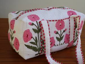 Premium Quality Custom-Size Boho Vintage Quilted Duffle <b>Bag</b> for <b>Women</b> Handmade Cotton <b>Travel</b> <b>Bag</b> Vintage Style Print for Sports - Product Image 3