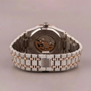 Montre automatique de luxe pour homme avec cadran arabe, sertie de diamants Moissanite blancs, verre VVS1 Ice Glass fait main et boîtier orné de perles noires - Product Image 2