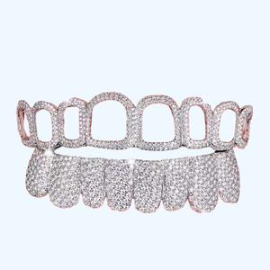 Dientes abiertos Borde Plata Moissanite Diamante Y 925 Plata Oro Grillz Dientes Para Unisex - Product Image 1