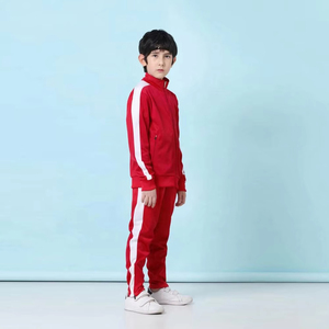 Blue and White <b>Kids</b> Tracksuit Set with High Neck <b>Jacket</b> and Jogger Pants Sporty Two Piece Outfit for Boys Casual Wear - Product Image 5