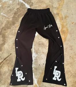 Pantalon de survêtement en coton éponge français personnalisé sérigraphié unisexe hommes décontracté évasé côté décorer fermeture à pression bouton hommes pantalons - Product Image 3