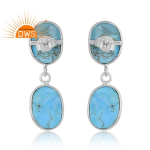 Nuevas llegadas 925 plata esterlina paladio plateado turquesa natural piedra preciosa pendiente fabricante de joyería personalizada - Product Image 2