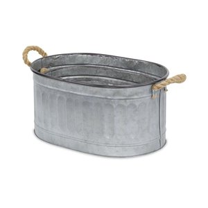 Cubo de almacenamiento de Metal ovalado con mango de cuerda, Juego de 3 macetas para flores, maceta de pared, macetero de Metal para balcón y jardín - Product Image 4