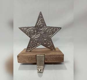 Modern Metal And Wood Snowflake <b>Christmas</b> <b>Stocking</b> <b>Holders</b> Strong Holiday Hanging Hooks at Best Price - Product Image 4