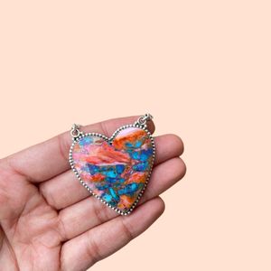 Handmade Sterling <b>Silver</b> Pink Dream <b>Heart</b> <b>Necklace</b> Star Shape Bohemian <b>Necklace</b> for Women Wedding Festive Wear - Product Image 3