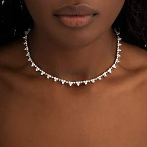 Venta al por mayor 8MM Moissanite Tennis Chain Necklace VVS Diamond 925 Silver Iced out Hip Hop Style para mujeres - Product Image 1