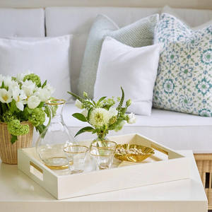 Plateau décoratif en laque vietnamienne blanche Plateau de service à café Plateau rectangle moderne en laque vietnamienne - Product Image 6