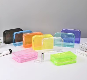 Yavuz Ambalaj 3 Pcs <b>Clear</b> PVC Fashion Cosmetic <b>Bag</b> Women TSA Approved Makeup Organizer Waterproof Travel Large Capacity Zipper - Product Image 5