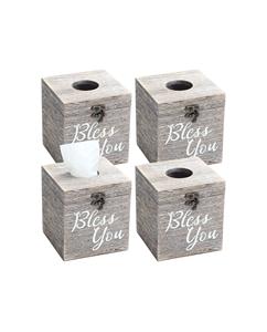 Lot de 4 couvercles en bois pour papier hygiénique, couvercle carré, porte-papier hygiénique, dimensions intérieures 4.57x4.57x4.96 pouces - Product Image 1